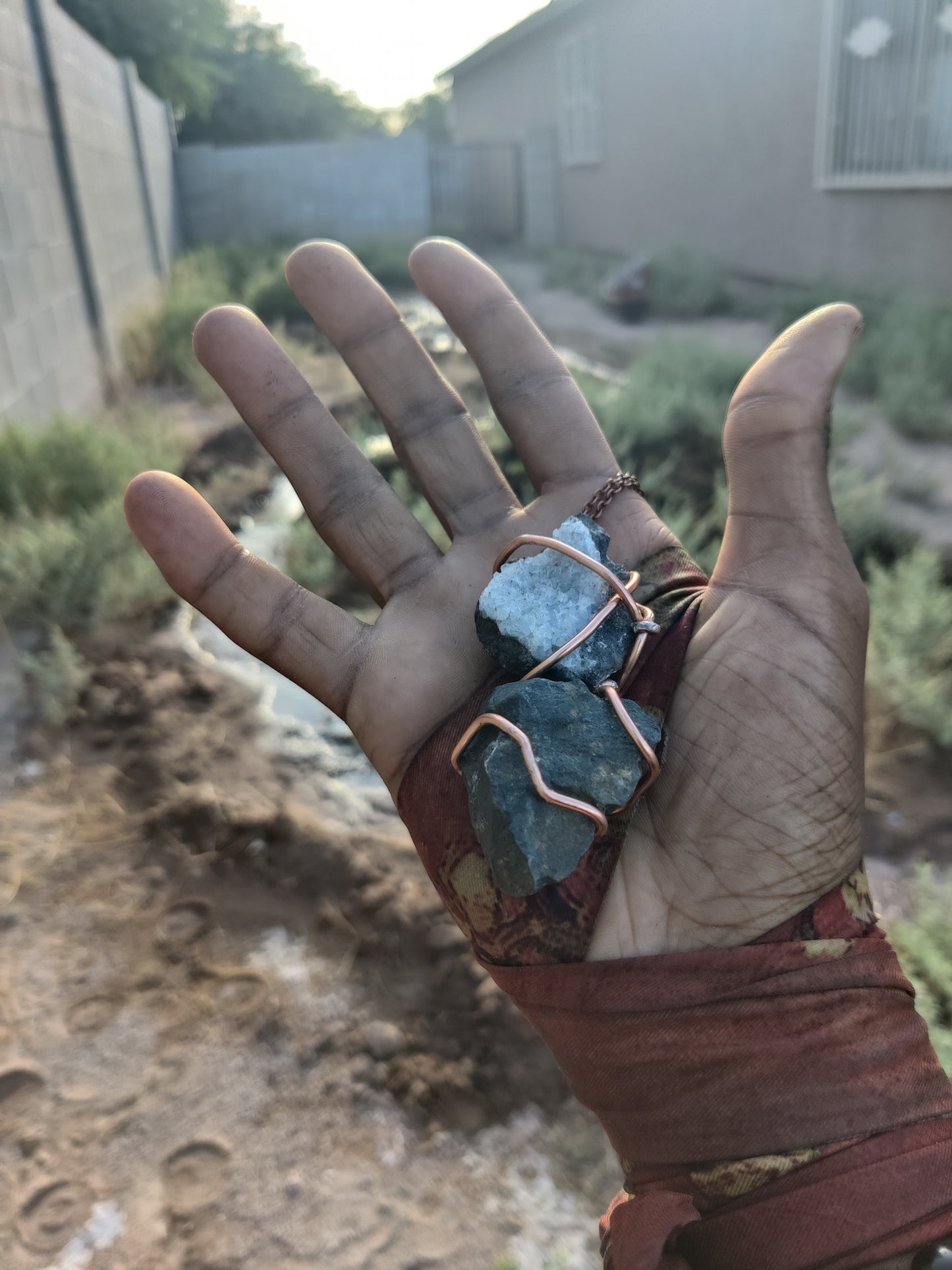 SILVER CRYSTAL GEODE + SHUNGITE